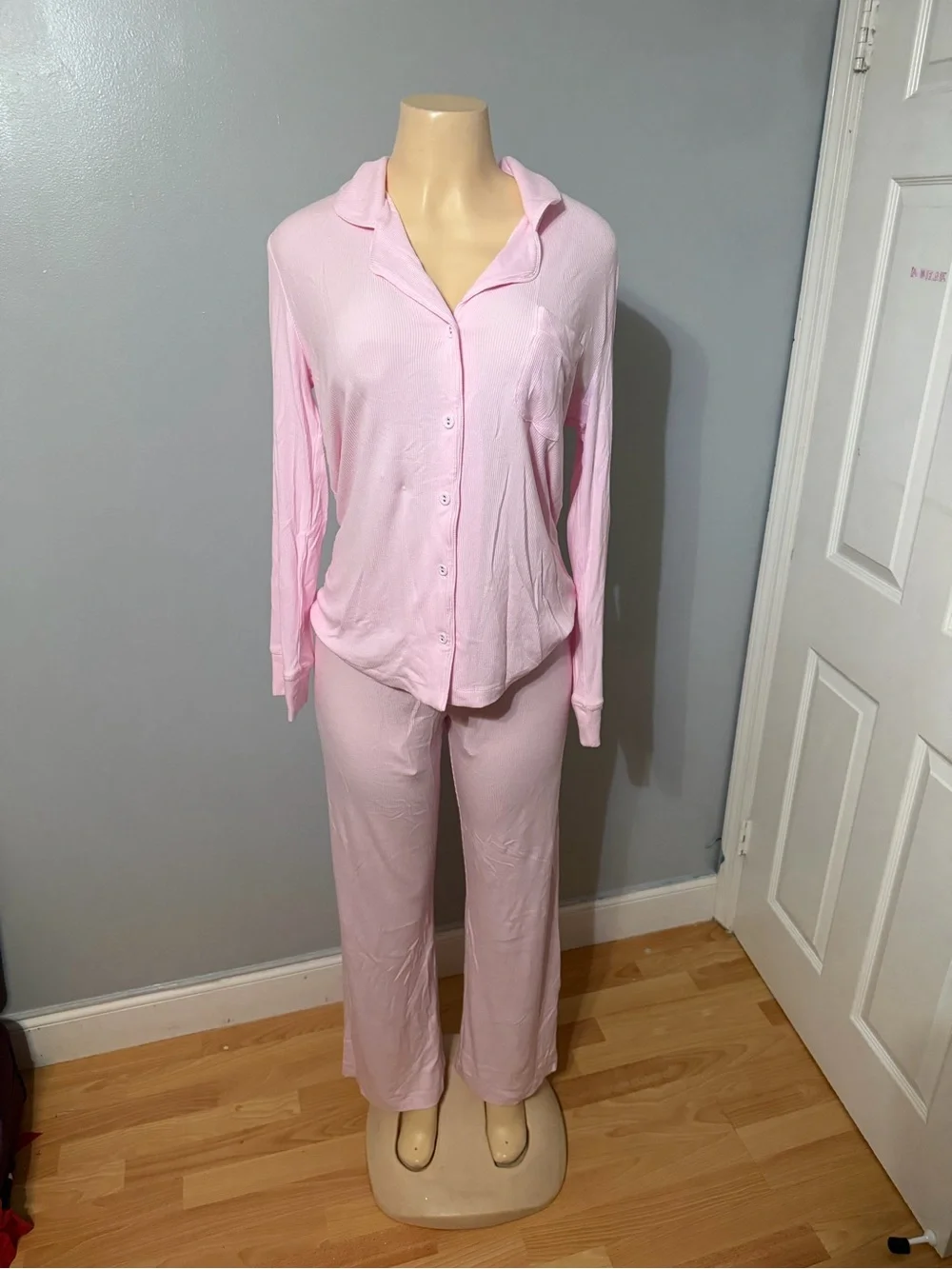 SKIMS soft lounge rib sleep set in cherry blossom